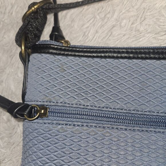 THE SAK Olvera Steal Blue Canvas Crossbody Bag Gray Blue Multi Pocket - Picture 6 of 16